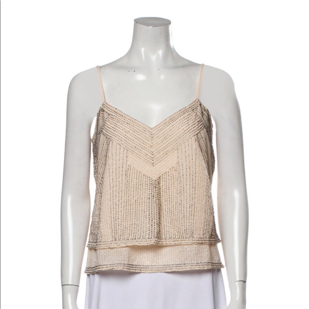 Parker silk beaded blush pink top